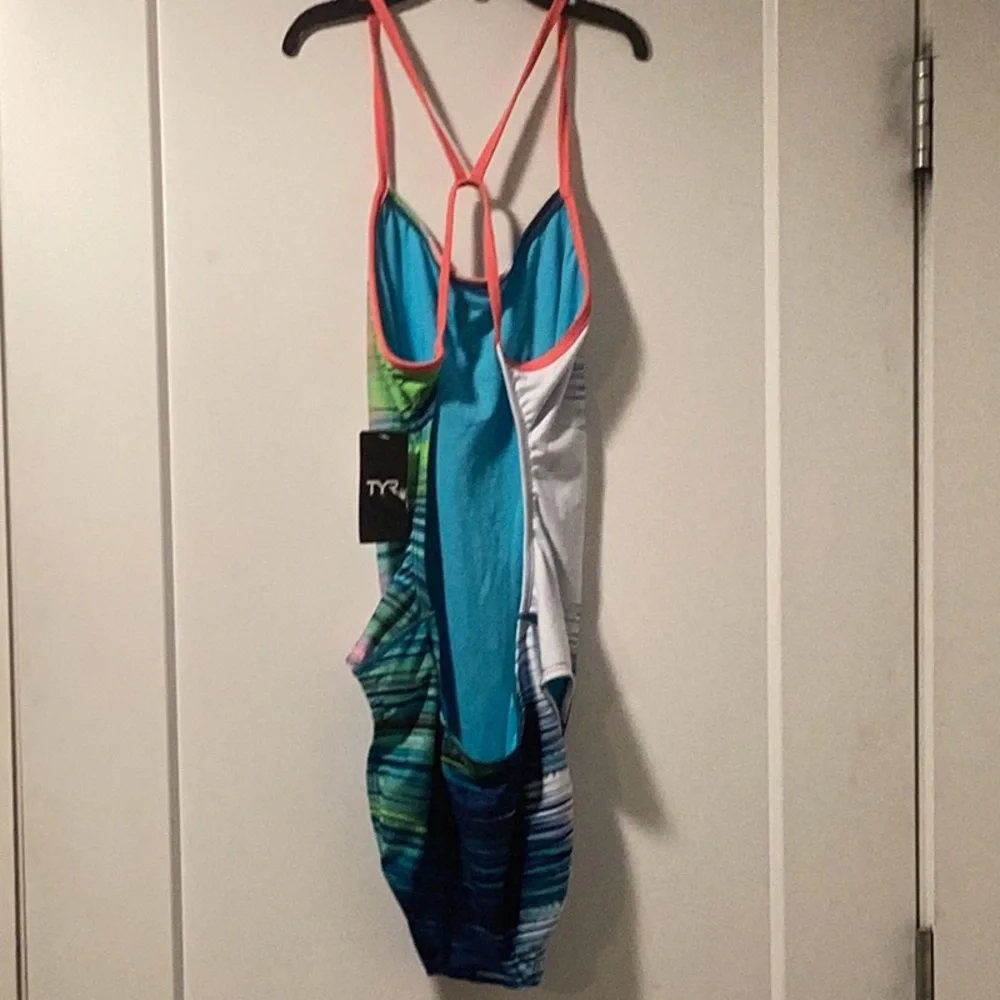 TYR Multicolor Blue Pink Green One-Piece Swimsuit